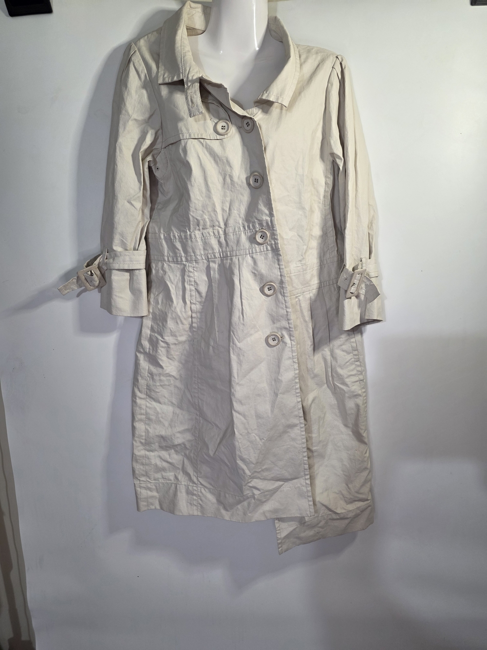 Worth Cream Button-Front Trench Coat
